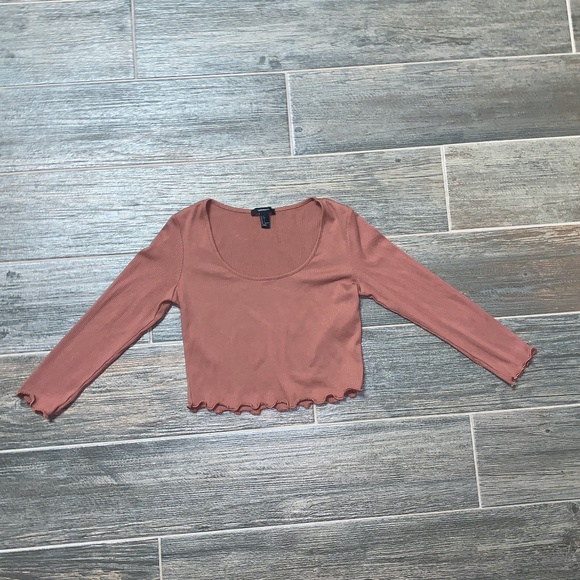 Forever 21 Tops - 🍦Brown Long Sleeve Crop Top🍩